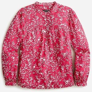 J. Crew Floral Cotton Poplin Popover Blouse - L - EUC